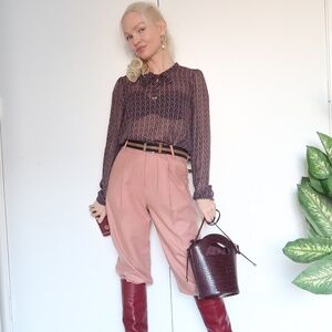 Transparent Tie-Neck Long Sleeve Blouse Top